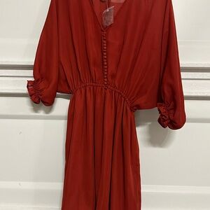 Forever 21 Rust Midi Sleeve Dress